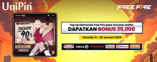 Top Up Diamonds pake Voucher UniPin dan Dapatkan Diskon Sakura Bundle hingga 90% dan Bonus 25,000 UniPin Credits